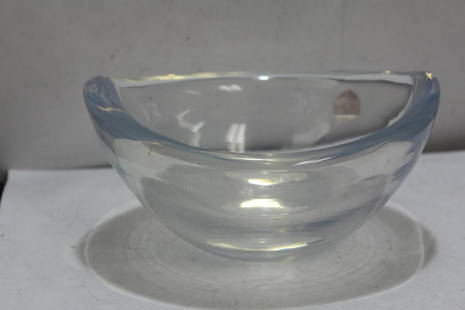 A Signed Orrefors Glass or Crystal Bowl: 7 inches across - please note: light scratches
