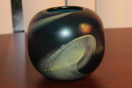 Eickholt Glass Vase/Jar: signed and dated with paperwork - 5 1/2" tall