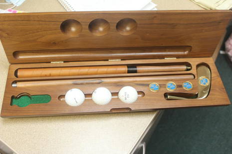 March of dimes wooden case golf set: not sure if it is complete or not, case - 19" wide