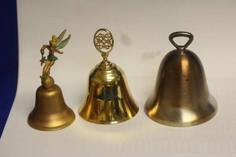 Lot of 3 Metal Bells: tallest= 3 1/4" - probably ornaments