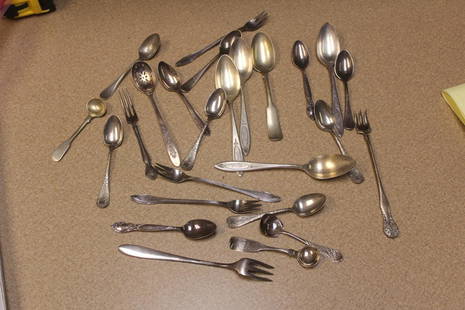 lot of silverplate forks and spoons: as shown