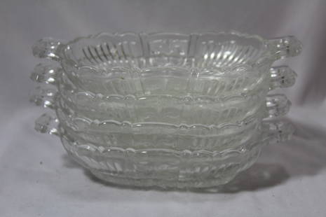 Lot of 4 Pressed Glass Oval Dish: largest diameter=8"