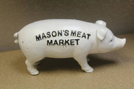 Cast Iron Pig Bank: 7 inches long