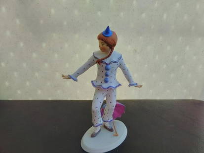 A Kaiser Polychrome Bisque Porcelain Harlequin Figurine: Limited edition - 7 inches tall - West Germany