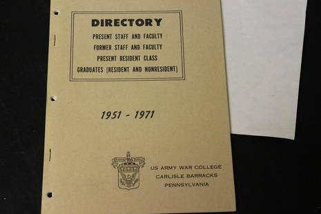 US Army War College Directory Pamphlet: as shown