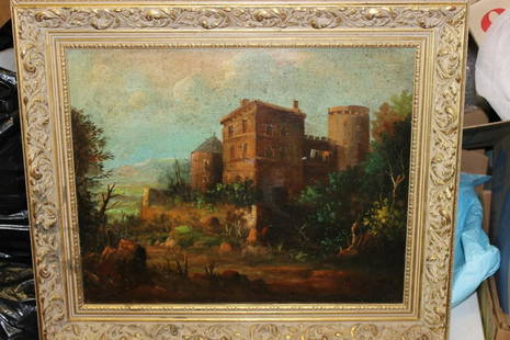 An Oil on Board by Listed? Artist Bertigini: an Italian? Artist - very nice looking painting - overall= 25 1/4" x 21 3/8" - sight= 19 1/2" x 10 3/4"