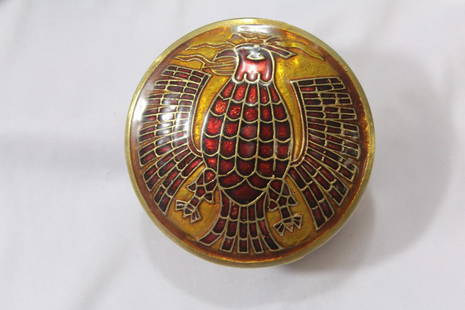 An Enamel Metal Box: 3 1/2" in diameter