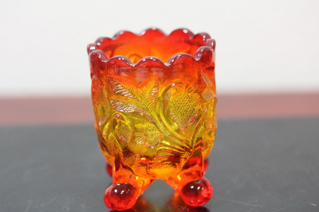 Amberina Glass Toothpick Holder: 2 1/2" tall