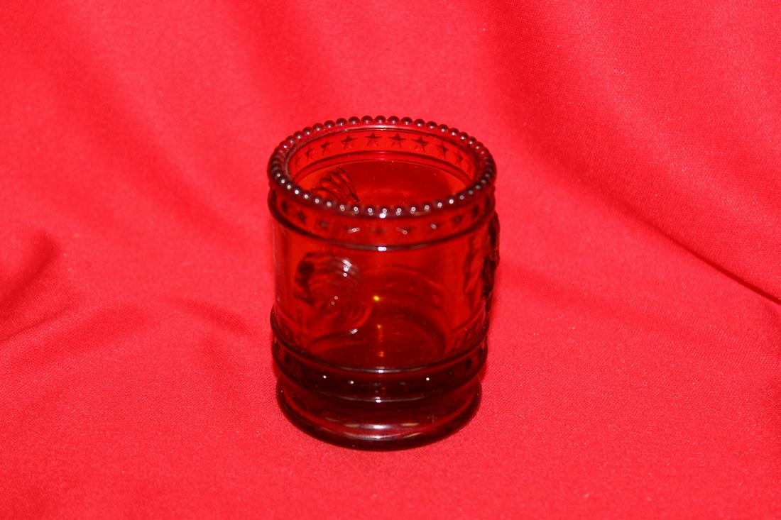 An Amber Bob St.Clair Glass Toothpick holder: 2 1/2" tall
