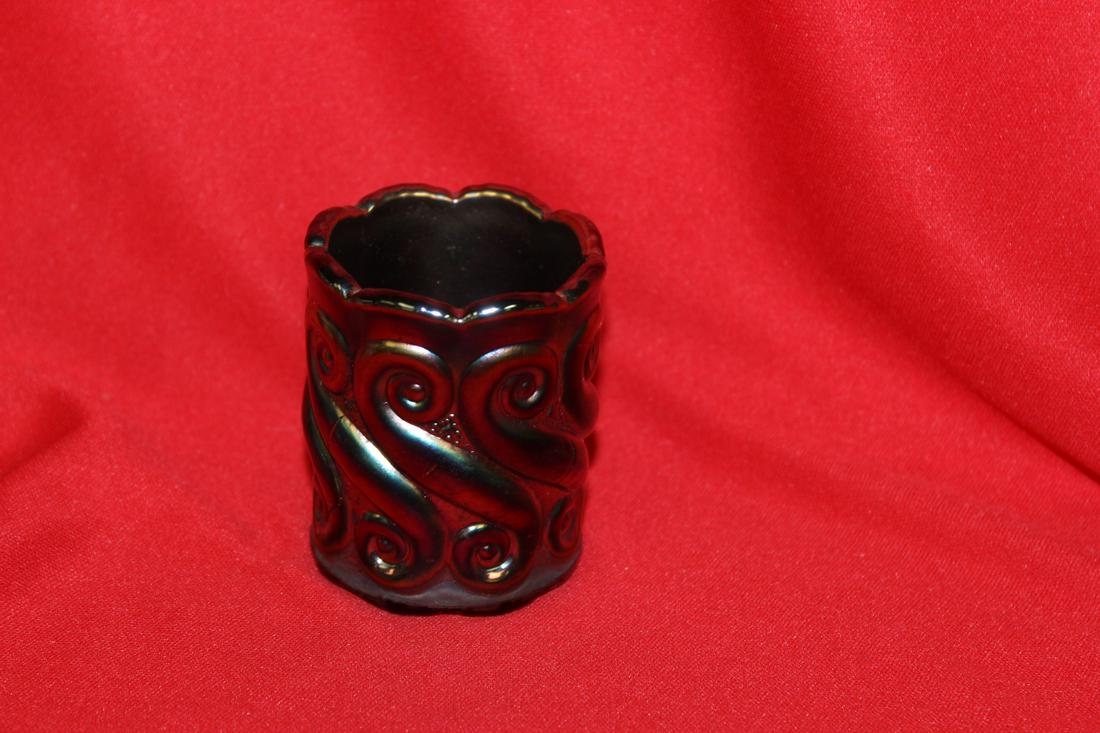 A Carnival Glass Toothpick Holder: 2 3/8" tall