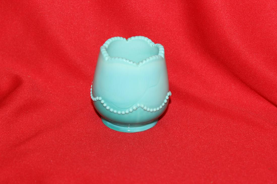 A Marbelized Glass Toothpick Holder: 2 1/4" tall