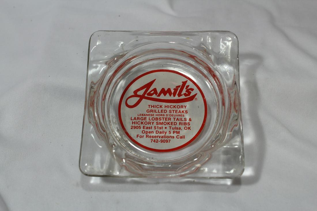 An Advertising Glass Ashtray: 4 1/4" in diameter