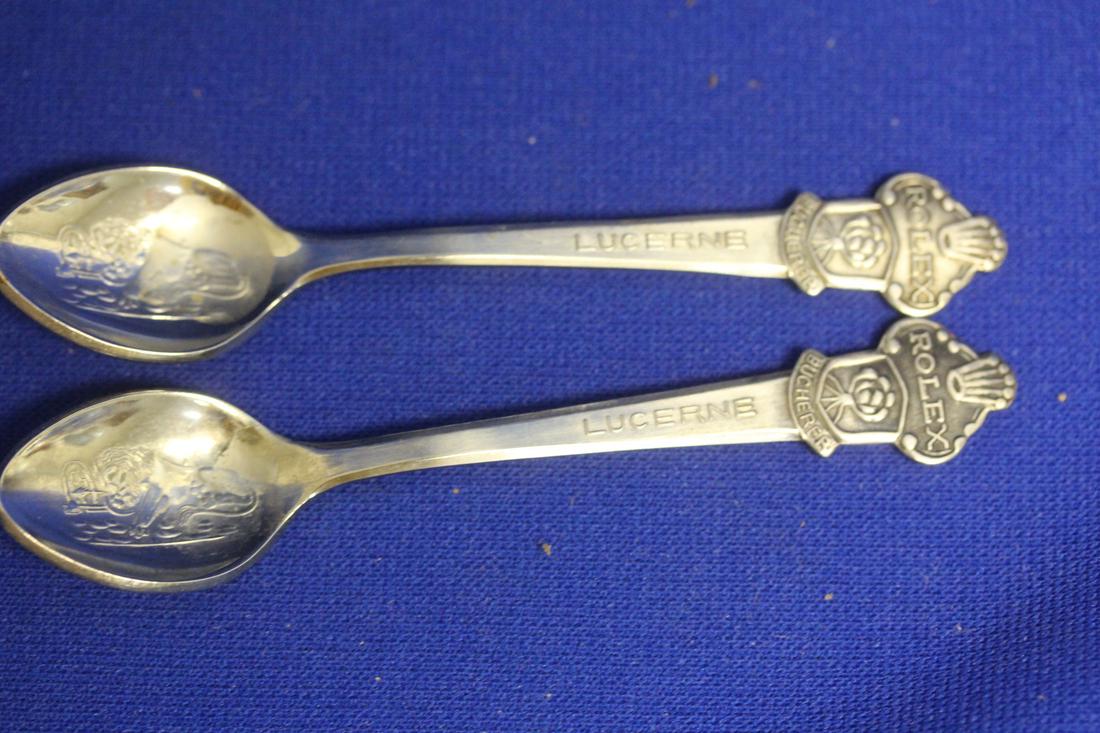 Lot of 2 Silverplated Rolex Souvenir Spoons: from Switzerland - each= 4 1/4" long