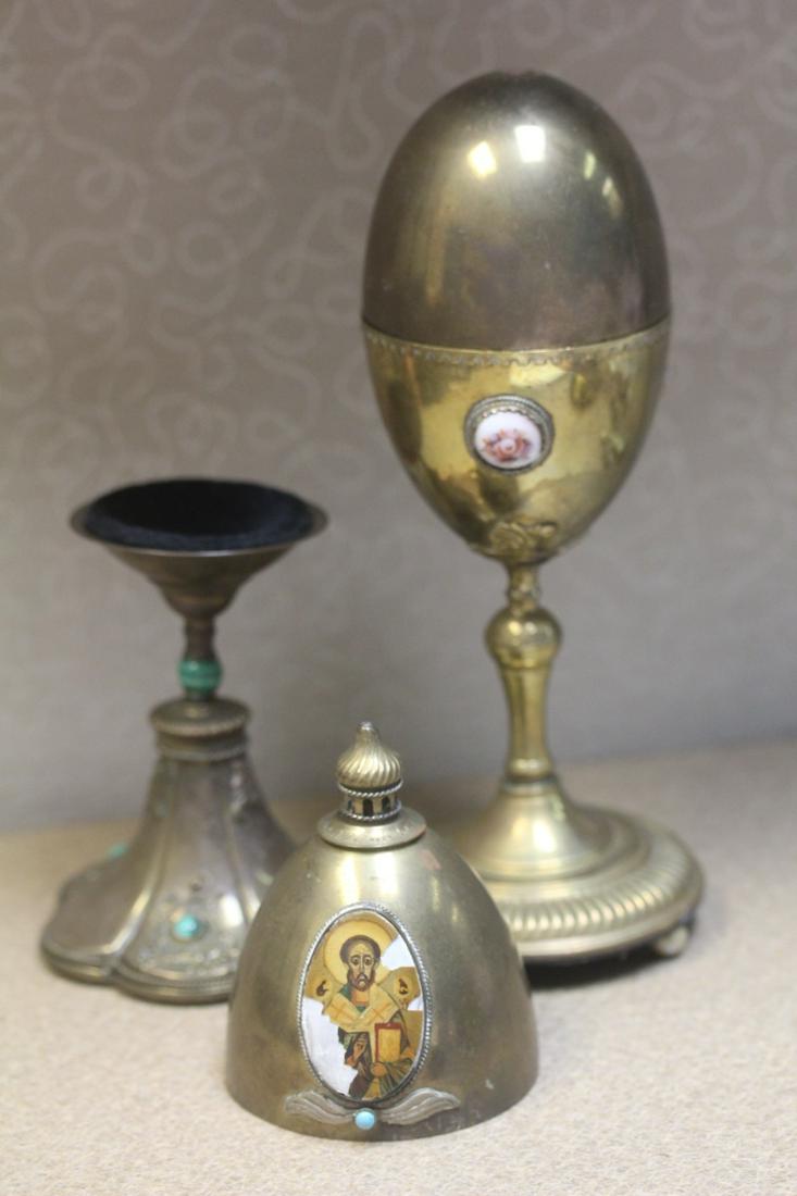 Egg Holders?: As found - loss and missing parts - I do believe one is complete - tallest= 8"