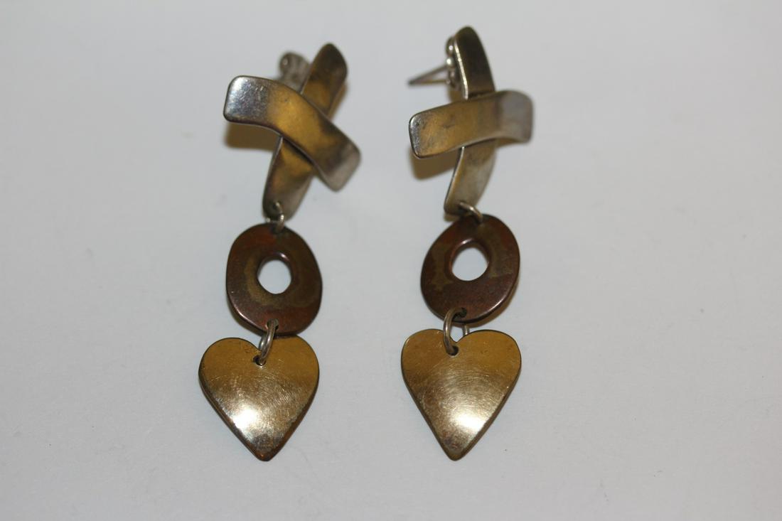 A Pair of Rob Livingston Navajo Sterling Earrings: signed - "XO" design