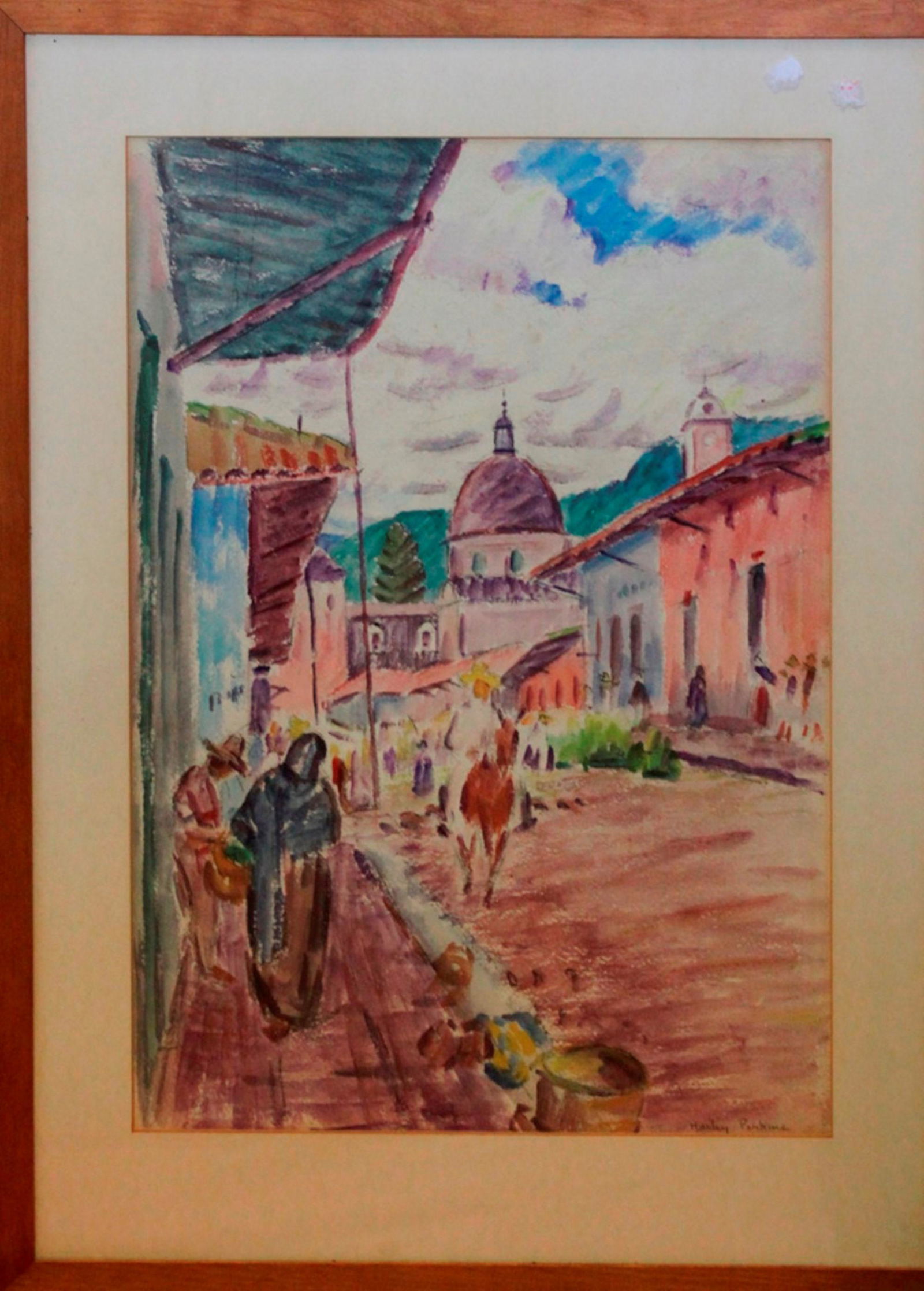 Watercolor by Listed Artist Harley Perkins: Overall 29" x 21 1/2". Sight size 21" x 18".