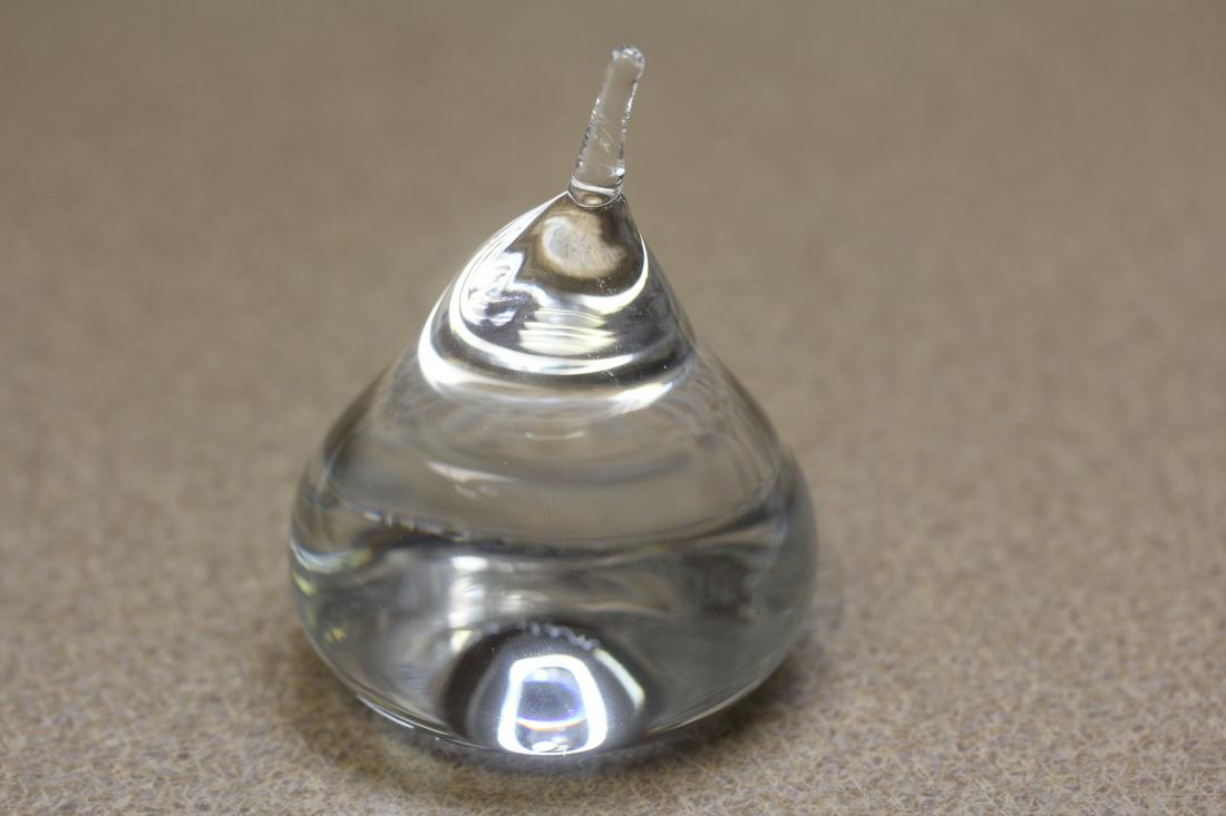 Crystal Pear Form Paperweight: marked "Steuben" - 4 inches tall