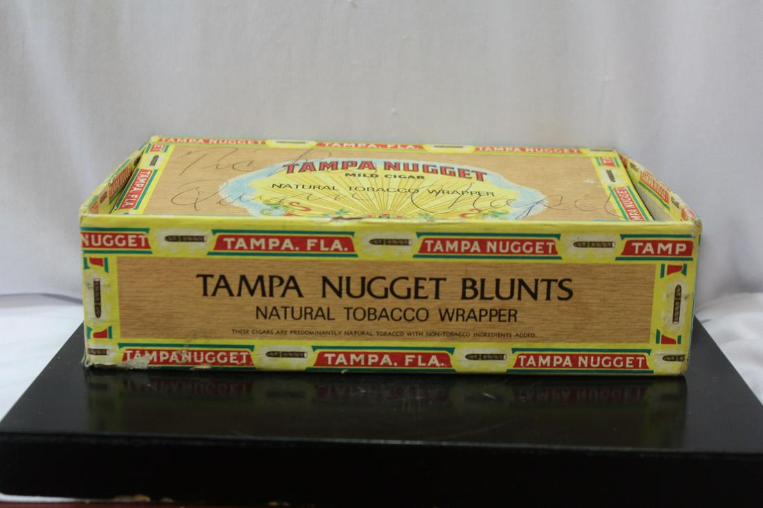 A Bag of Marbles inside a Cigar Box: vintage - as shown