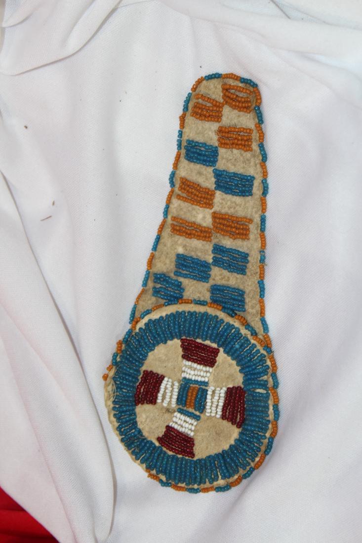 A Vintage Native American Beaded Leather Patch: 6" long