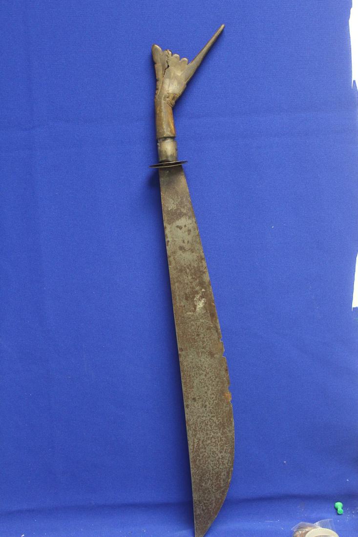 Antique Phillipine Bolo? Machete: please note: crack - rare - overall= 22 3/8" long