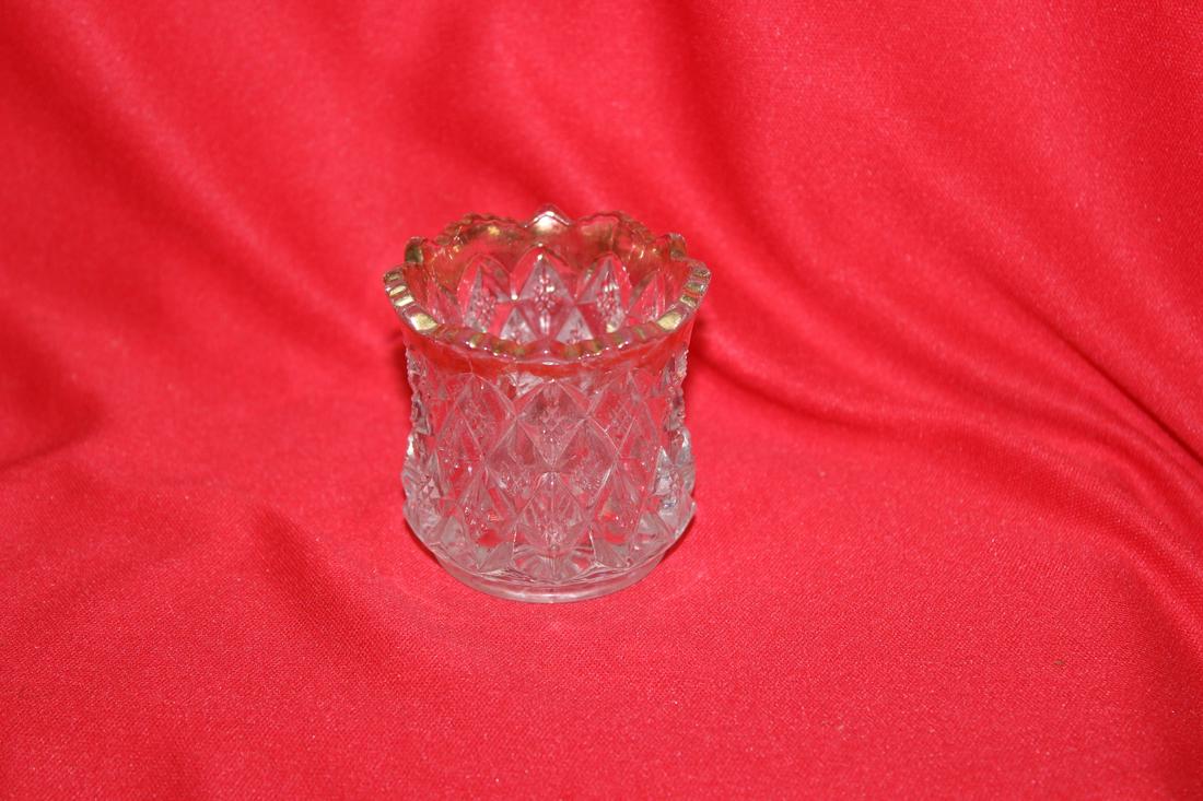 A Pressed Glass Toothpick Holder: 2" tall