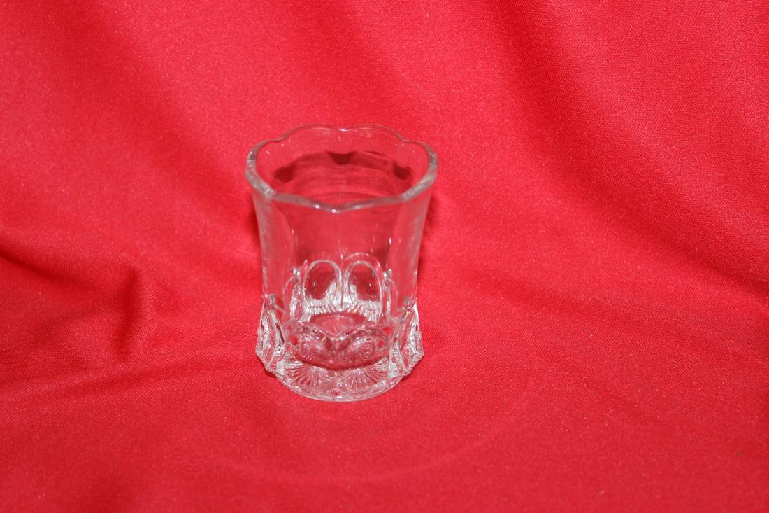 A Pressed Clear Glass Toothpick Holder: 2 1/2" tall