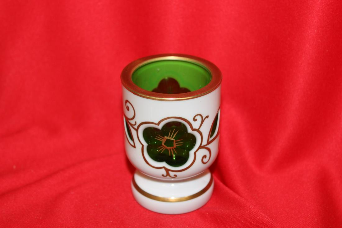 A Bohemian Toothpick Holder: 3" tall