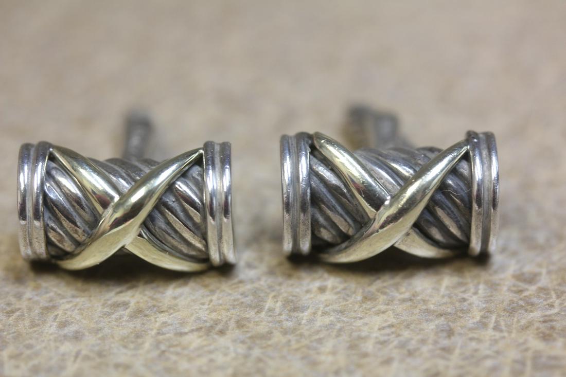 David Yurman sterling and 14 karat gold pair of cufflinks: signed