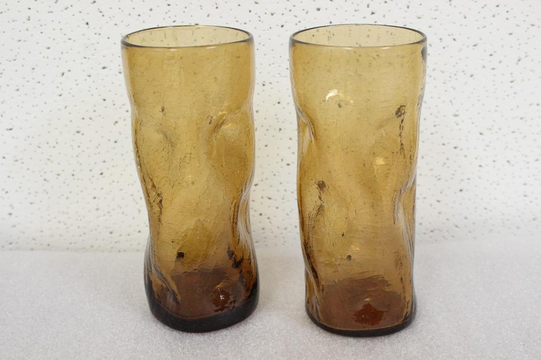 Lot of Two Blenko Water Tumblers: Each 7" tall