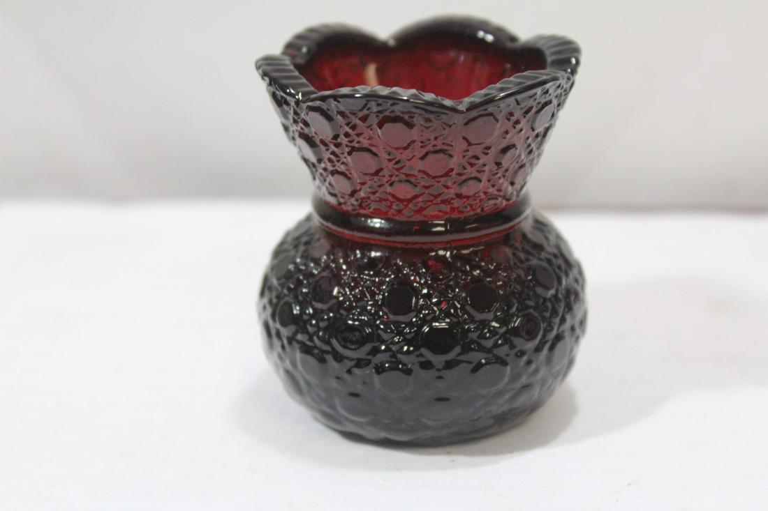 A Ruby Red Glass Toothpick Holder: 2 1/2" tall