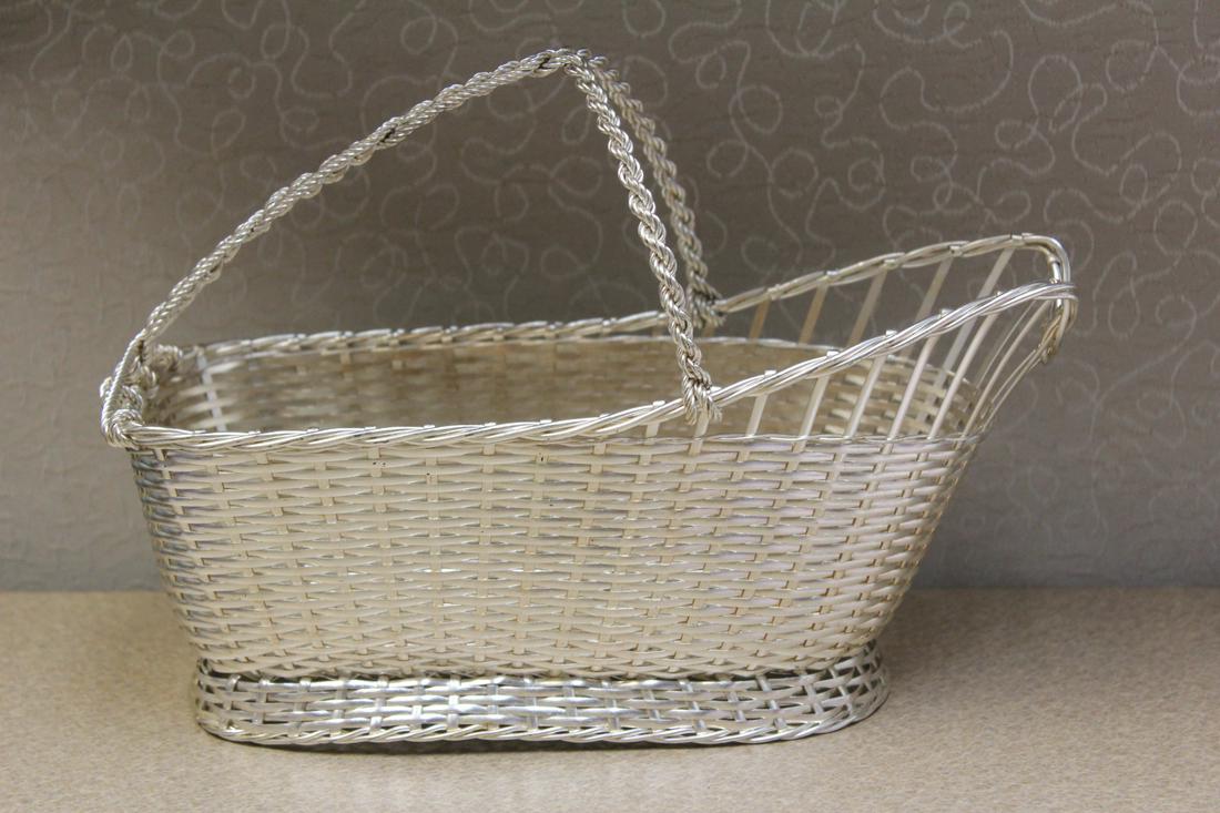 Christofle Woven Wine Basket: marked on the bottom - approximately 9" across