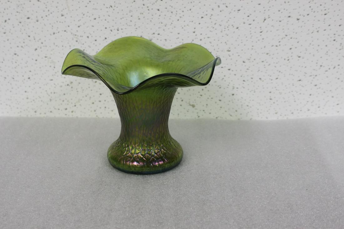 An Unsigned, Possibly Loetz Iridescent Vase: 4 5/8" tall