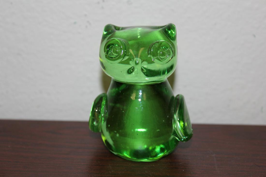An Animated Green Glass Owl: 3" tall