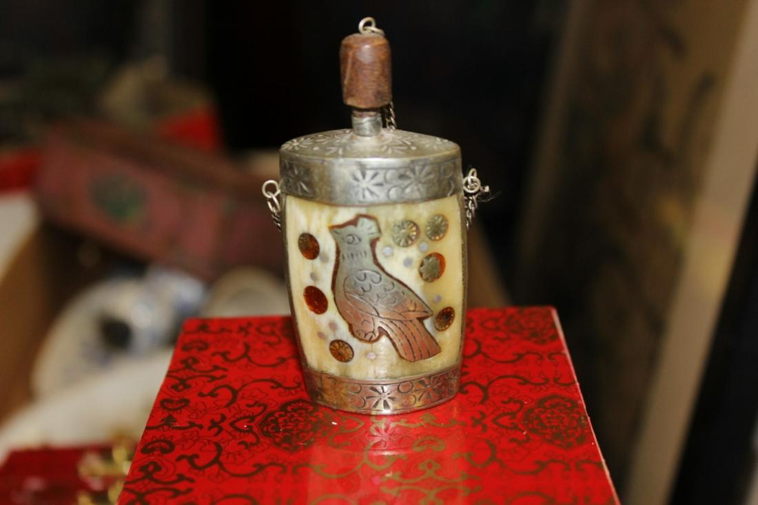 A Vintage Silver Plated Snuff Bottle: Most likely chinese - 3" tall