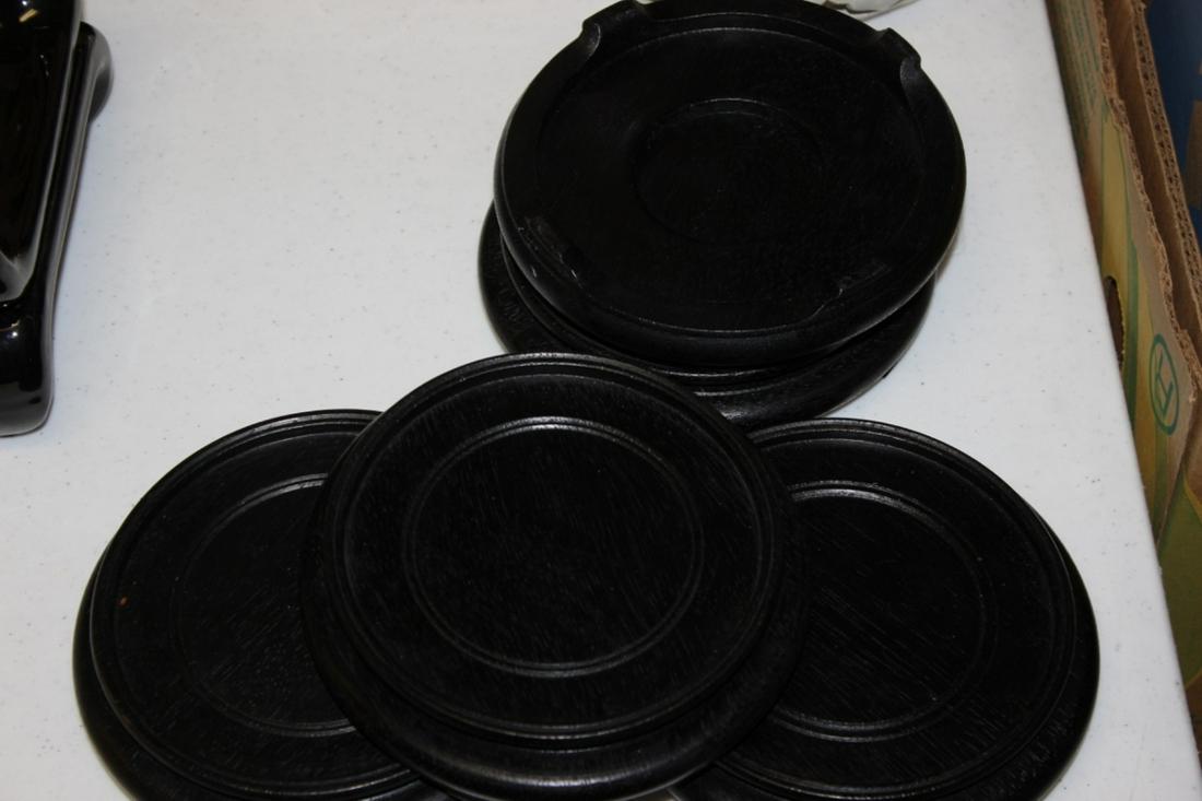 Lot of 5 Wooden Stands, Vase Stands: inside diameter= 4 7/8"