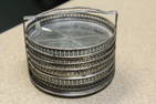 Lot of 6 Sterling Rim and Etched Glass Coasters