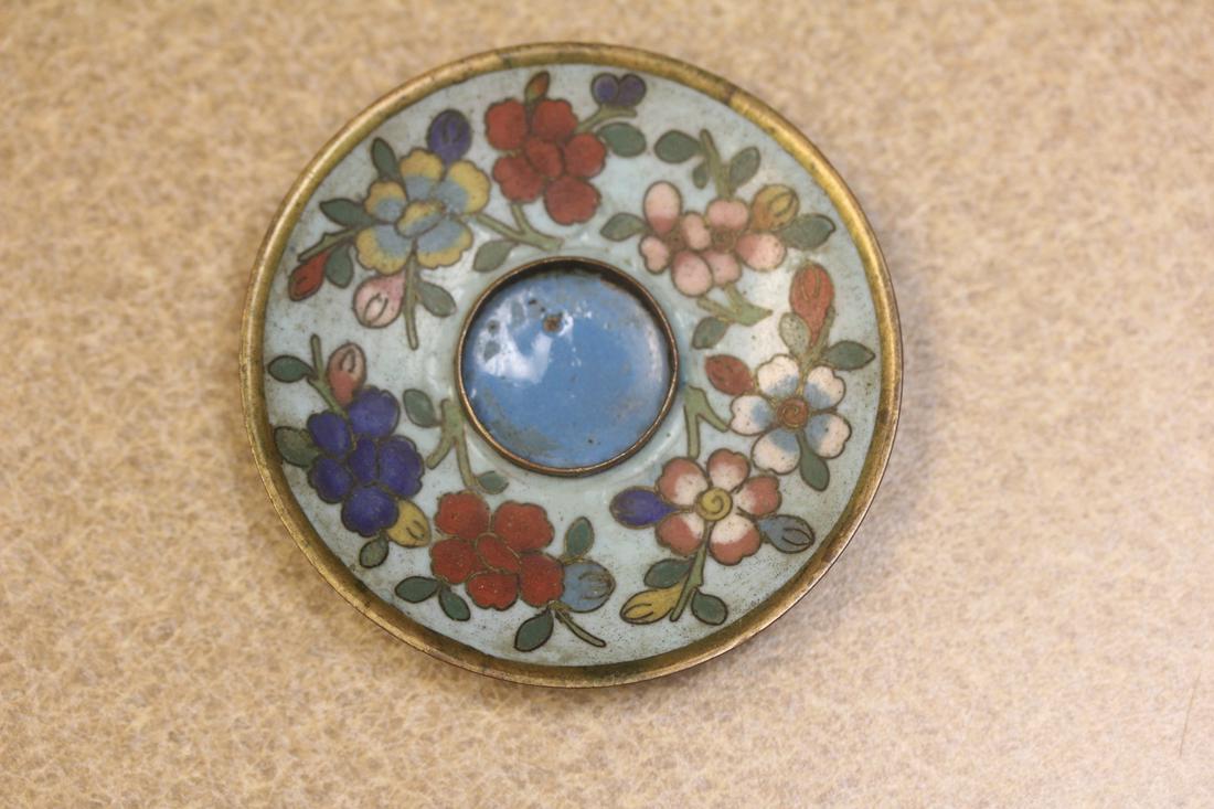 Antique Japanese Cloisonne Candle Holder: Meiji period - 2 5/8" in diameter