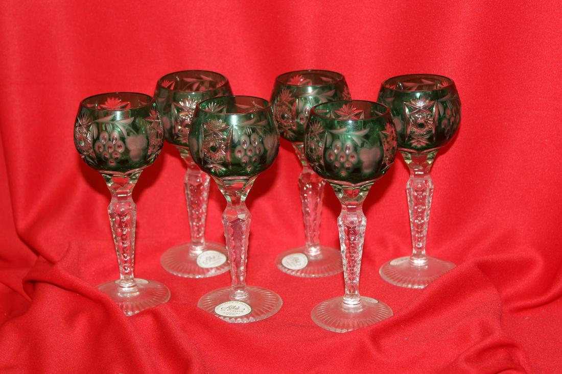 Set of 6 Cut Glass Goblets: 5 1/8" tall