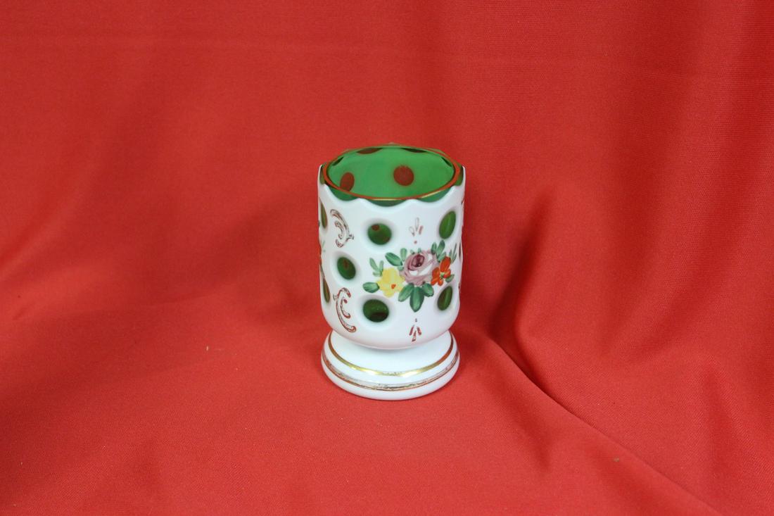 A Bohemian Toothpick Holder: cut glass - 3 1/4" tall