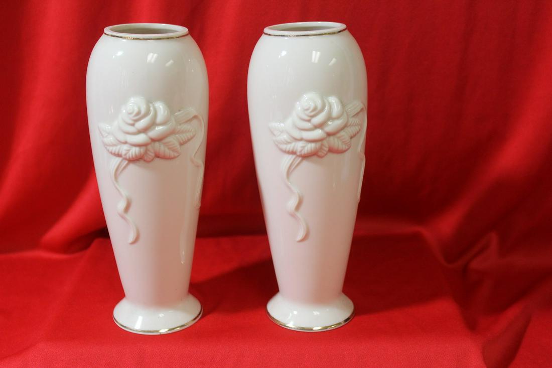 A Pair of Lenox Vases: 7 1/2" tall each