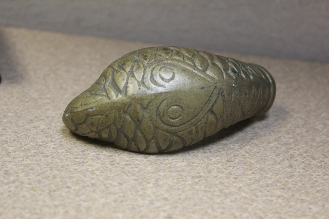Vintage Brass Snake or Cobra Head Cane Top: 3 3/4" across