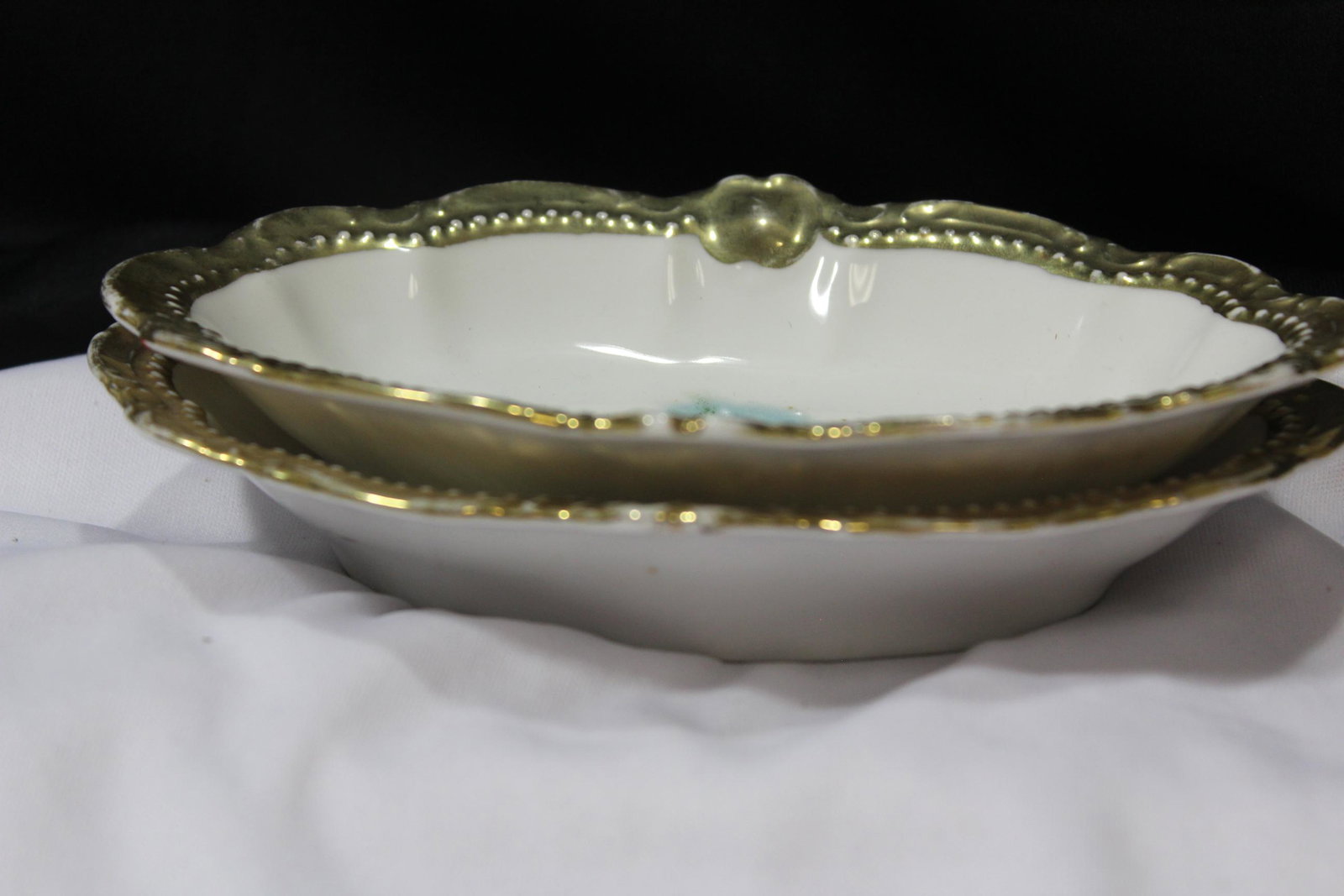 Lot of 2 Bavarian Small Turkey Bowls: please note: worn - 6 3/4" long