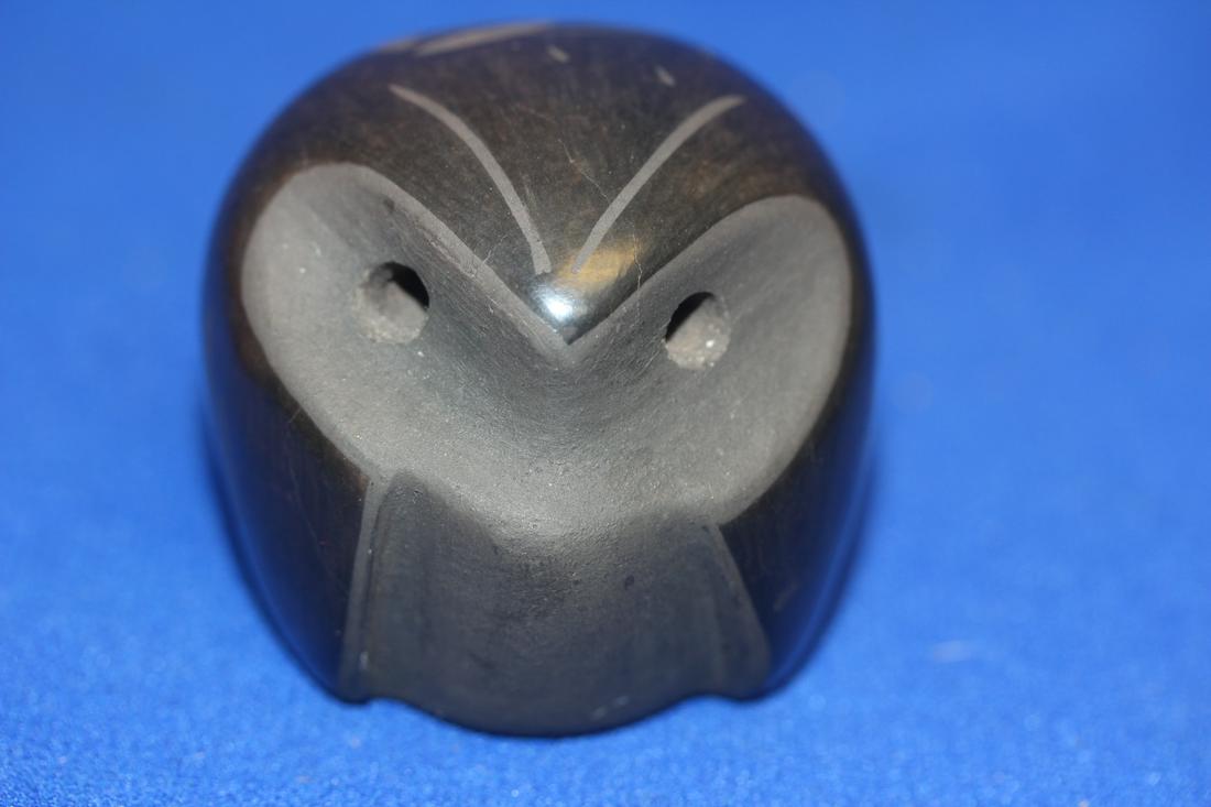 Native American Carved Owl: Santa Clara Merton Sisneros - 1 7/8" across