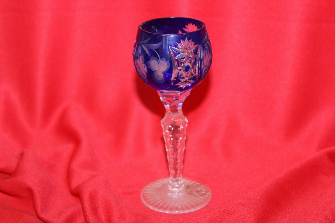 A Small Bohemian? Cut Glass Goblet: 5 1/8" tall