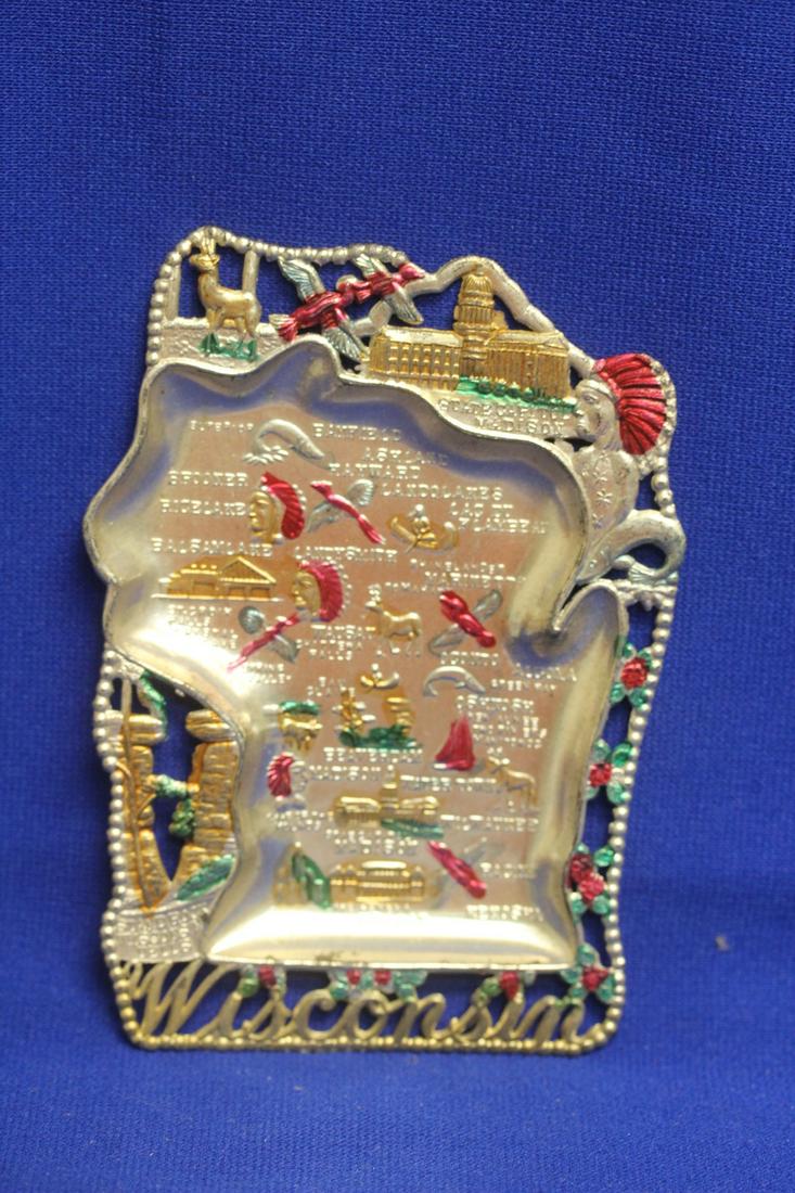 A Wisconsin Souvenir Metal Ashtray: as shown