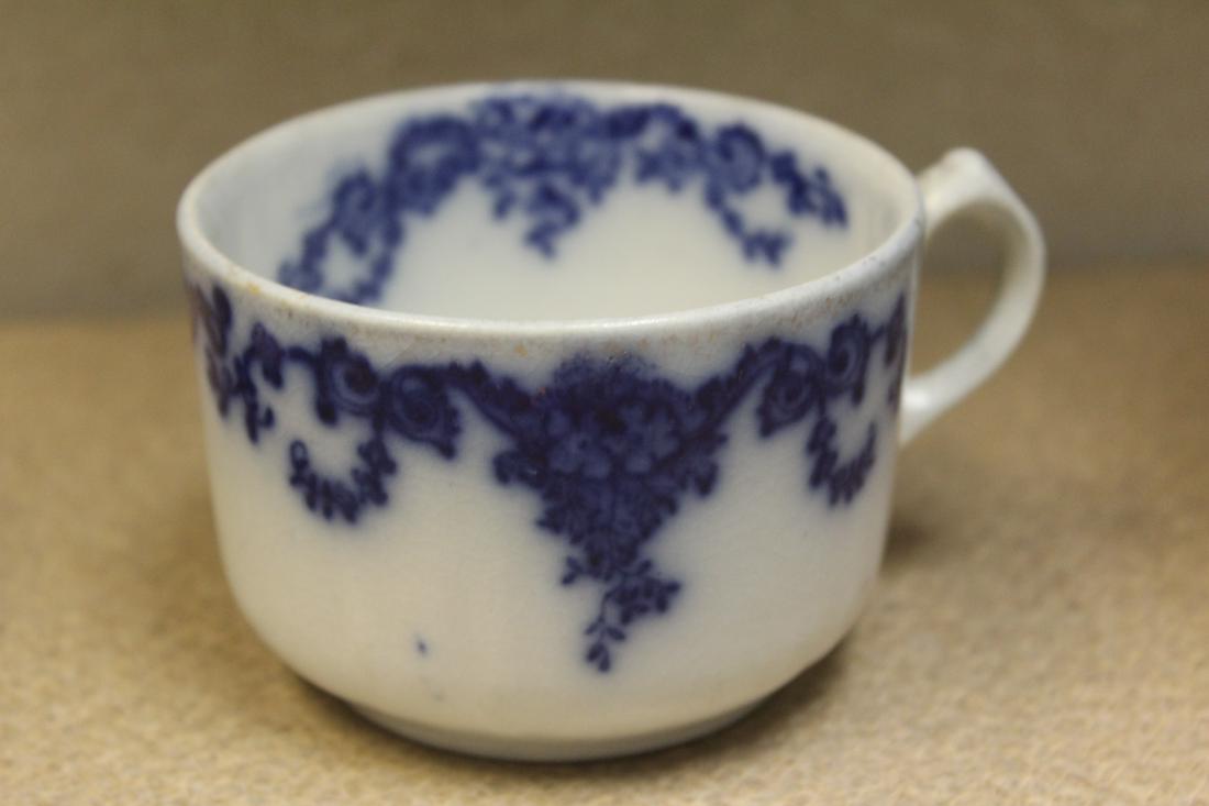 Antique Flow Blue Cup: 3 3/8" in diameter