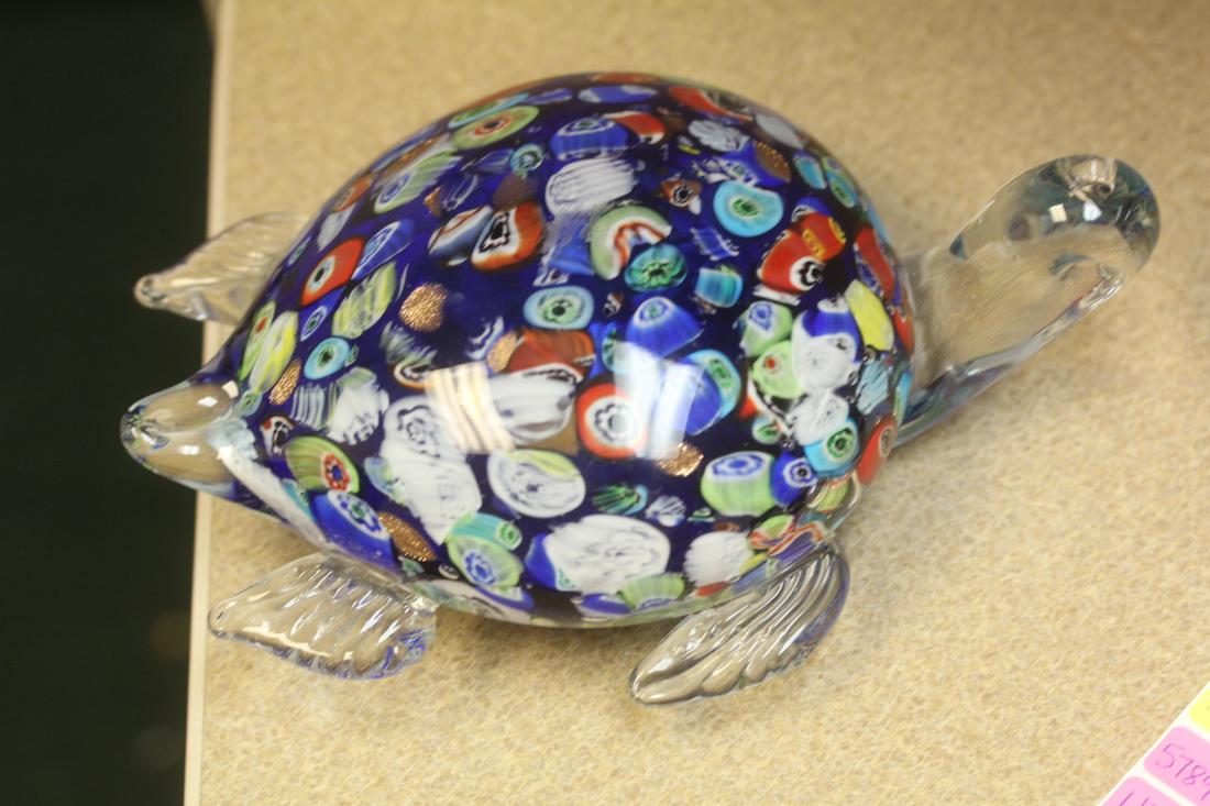 Millefiori Artglass Turtle: 7 7/8" long