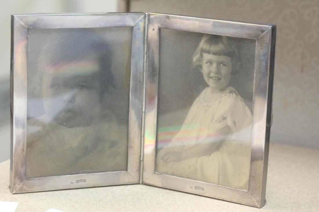 Sterling Folding Picture Frame: total= 2 frames - each can fit 3 1/2" x 5 1/4" photograph - antique