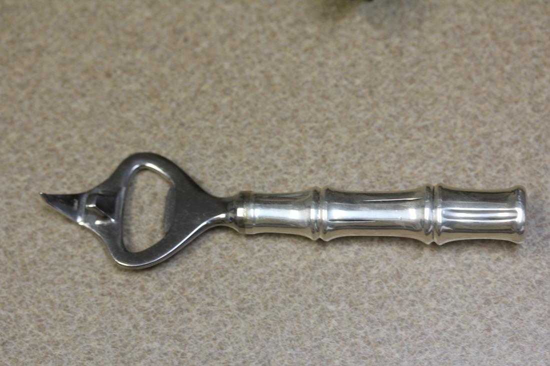 Rare Tiffany and Company Sterling Bottle Opener: serling handle - bamboo style - please note: monogrammed - 6" long