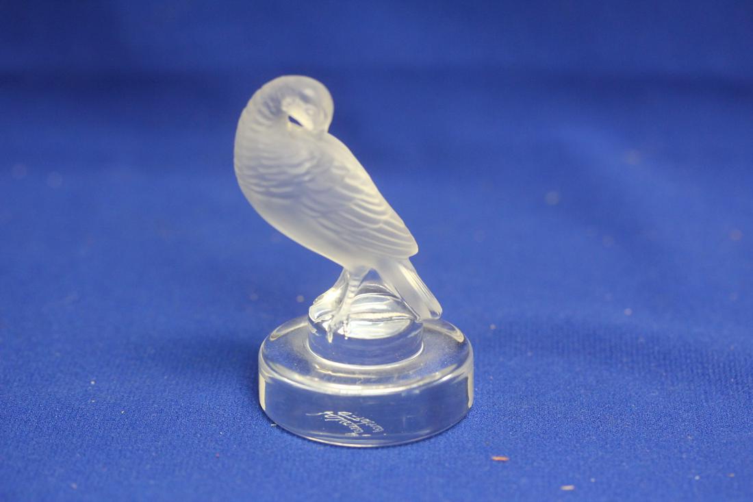 A Signed Lalique Bird: 3 1/4" tall